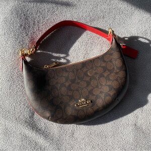 COACH Payton Bag in Signature Canvas with Red Strap